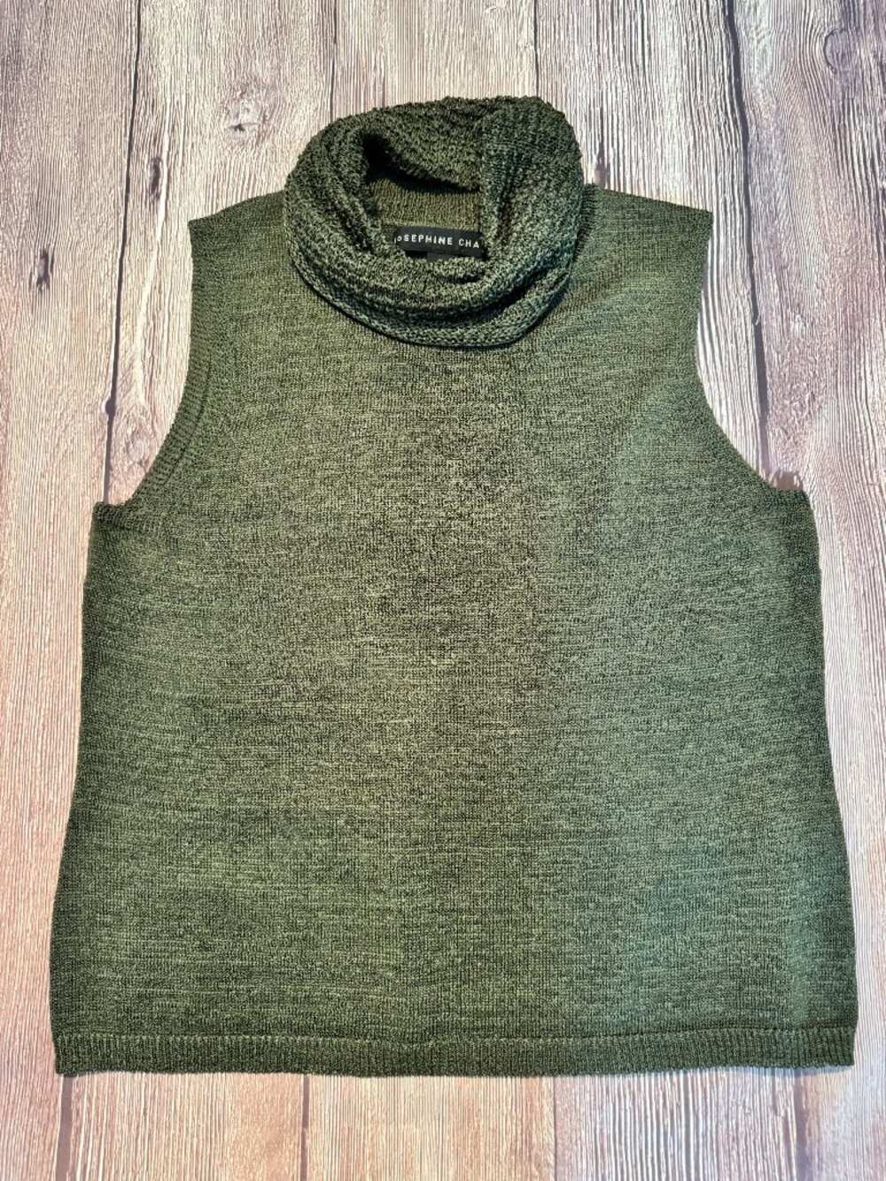 Josephine Chaus Olive Green Sleeveless Turtleneck Sweater Size XL